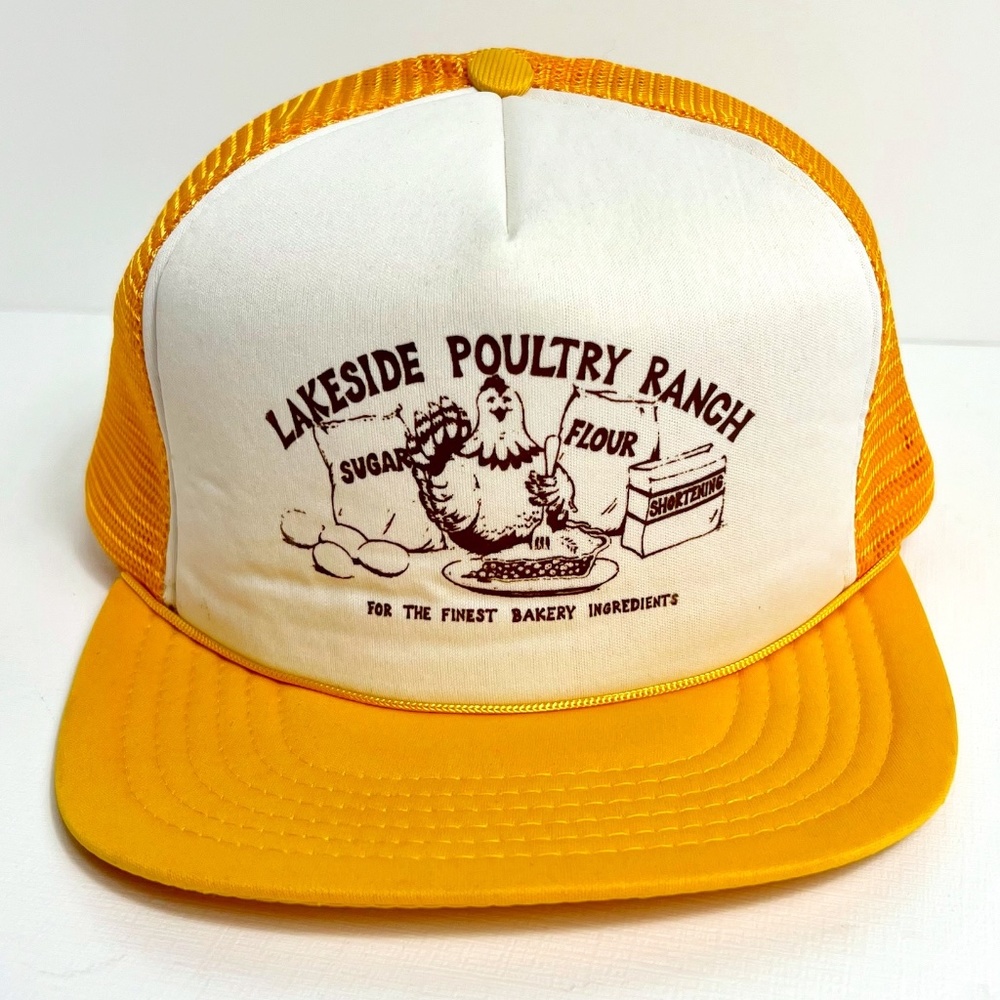Vintage Lakeside Poultry Ranch Snapback Adjustable Trucker Hat Cap Yellow